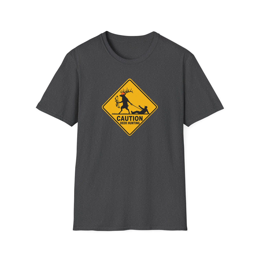 Caution Deer Hunting T-Shirt — Funny Hunter Road Sign Tee