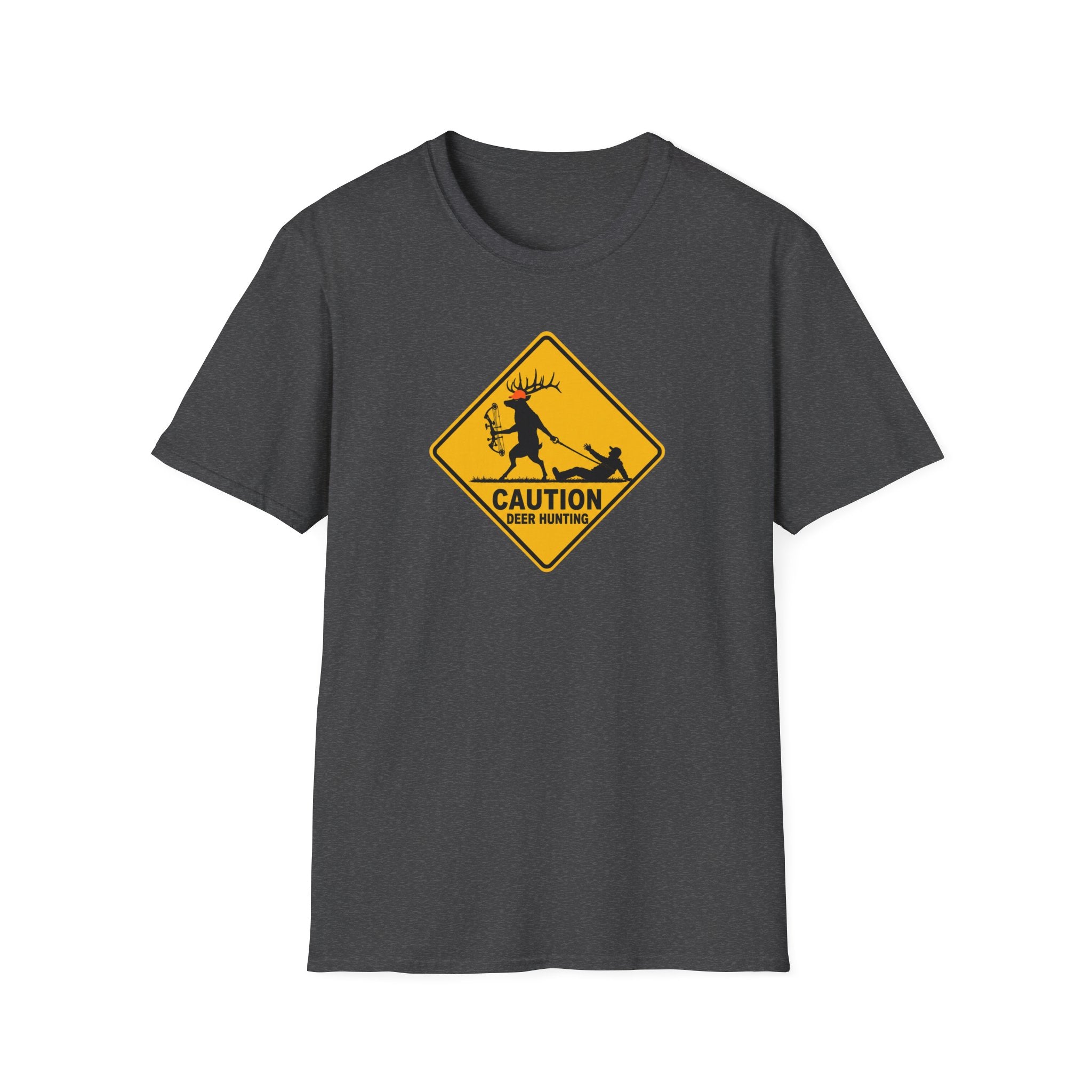 Caution Deer Hunting T-Shirt — Funny Hunter Road Sign Tee