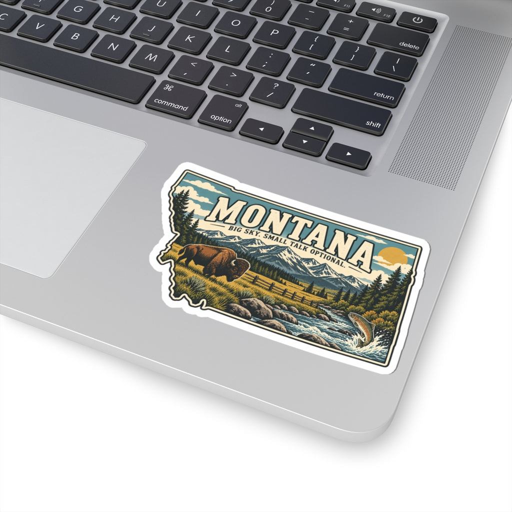 Montana State Map Kiss-Cut Sticker — Vintage Scenic Landmark