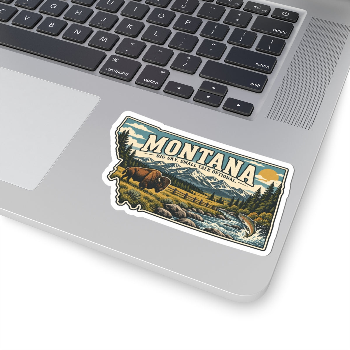 Montana State Map Kiss-Cut Sticker — Vintage Scenic Landmark