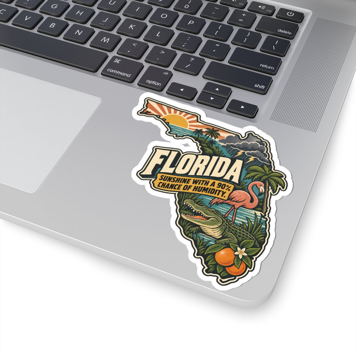 Florida State Map Kiss-Cut Sticker — Vintage Scenic Landmark