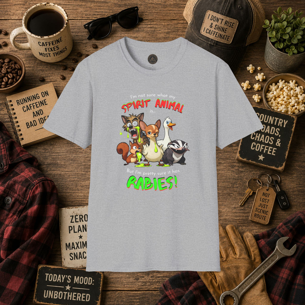 Spirit Animal - Rabies T-Shirt - Mixed Up Cartoon Wildlife Graphic Tee