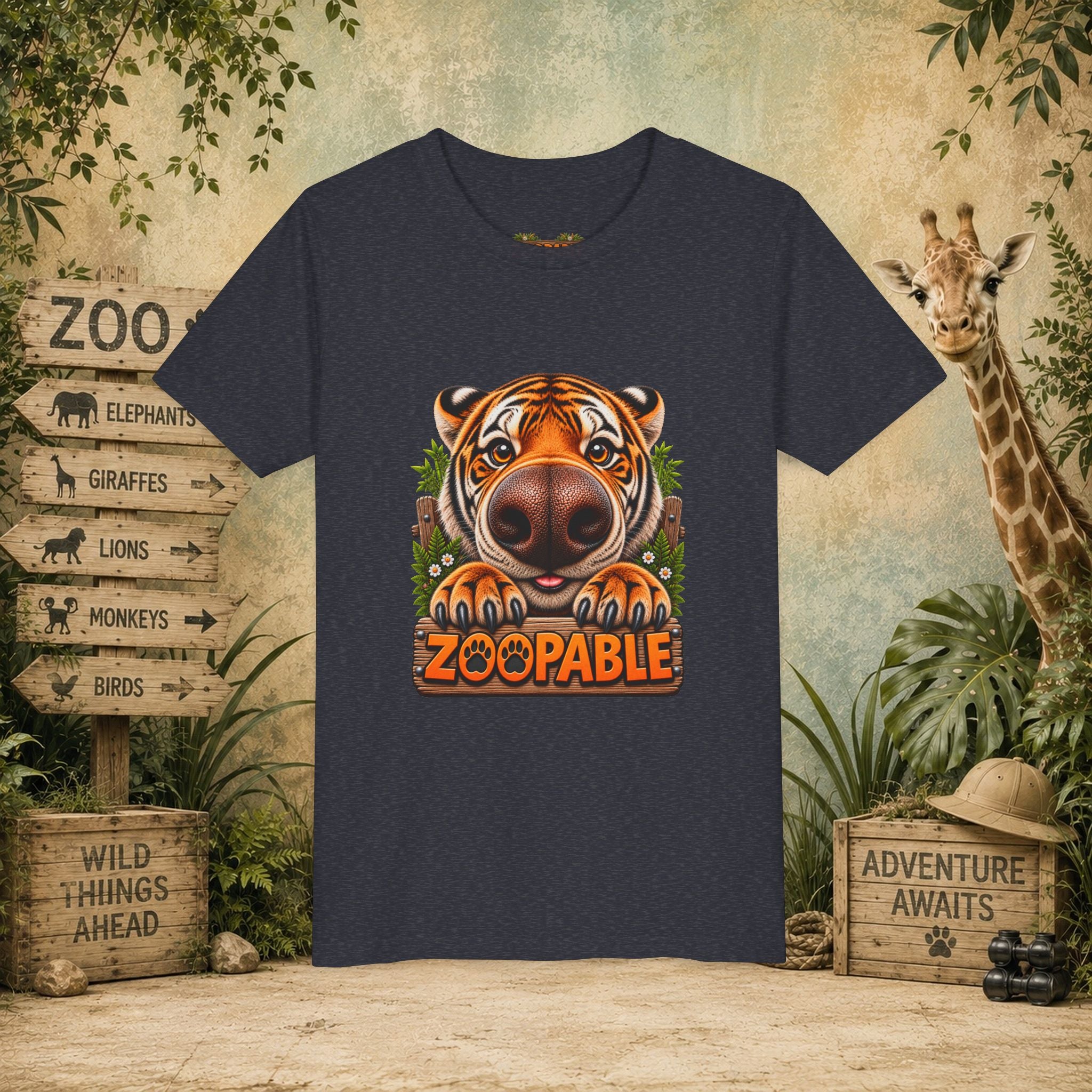 Youth Tiger Tee — "Zoopable" Cute Cartoon Wildlife Kids Shirt