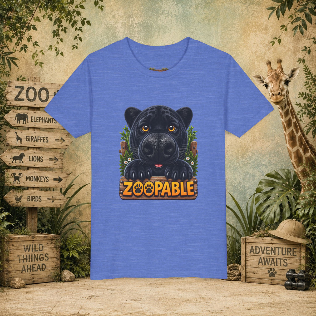 Youth Tee — Cute Black Panther "Zoopable" Kids Graphic T-Shirt