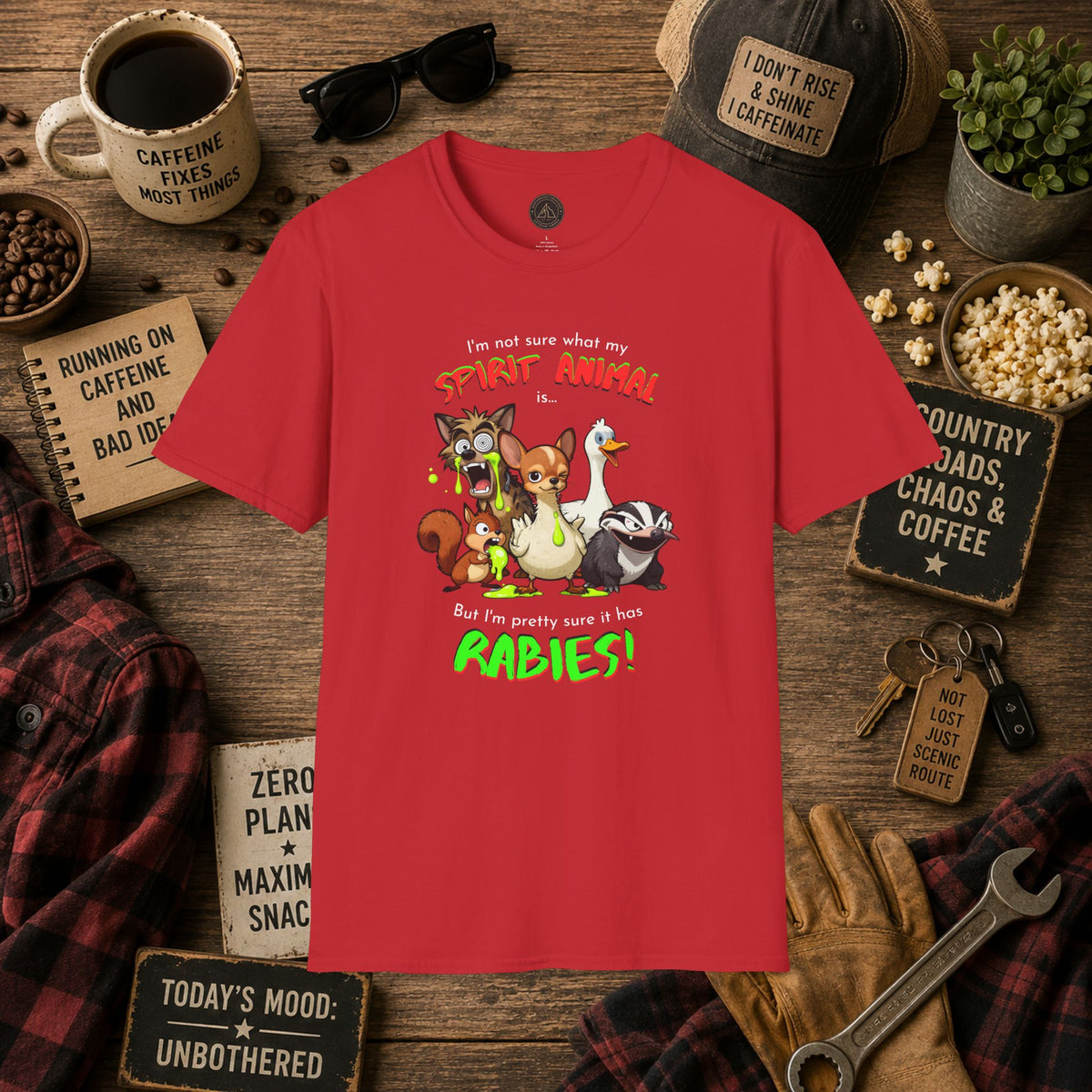 Spirit Animal - Rabies T-Shirt - Mixed Up Cartoon Wildlife Graphic Tee