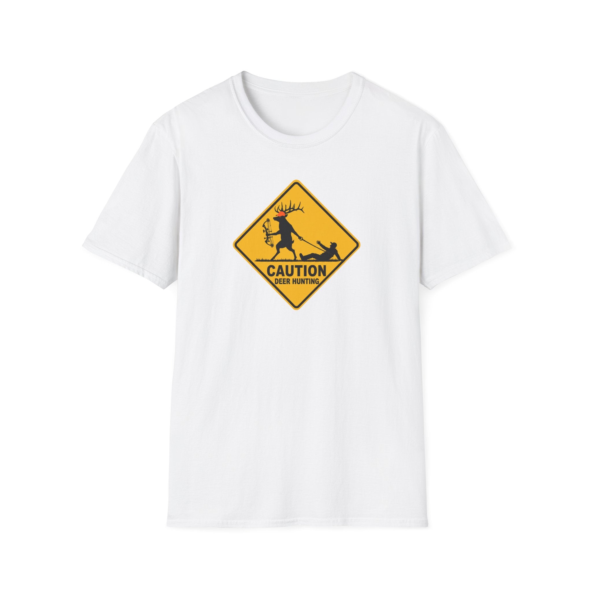 Caution Deer Hunting T-Shirt — Funny Hunter Road Sign Tee