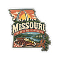 Missouri State Map Kiss-Cut Sticker — Vintage Scenic Landmark