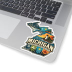 Michigan State Map Kiss-Cut Sticker — Vintage Scenic Landmark