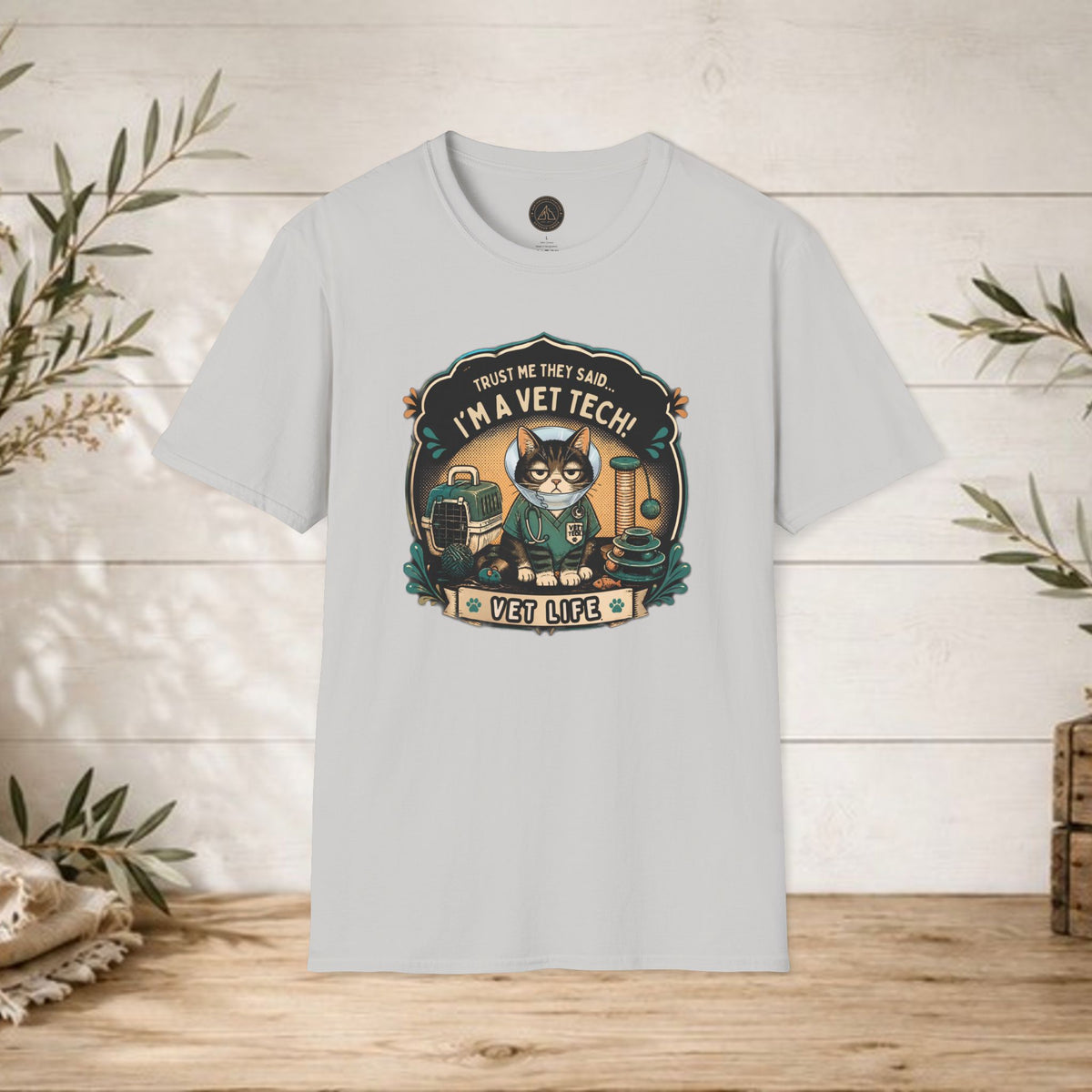 Funny Vet Tech Cat Tee: “Trust Me...I'm a Vet Tech They Said”