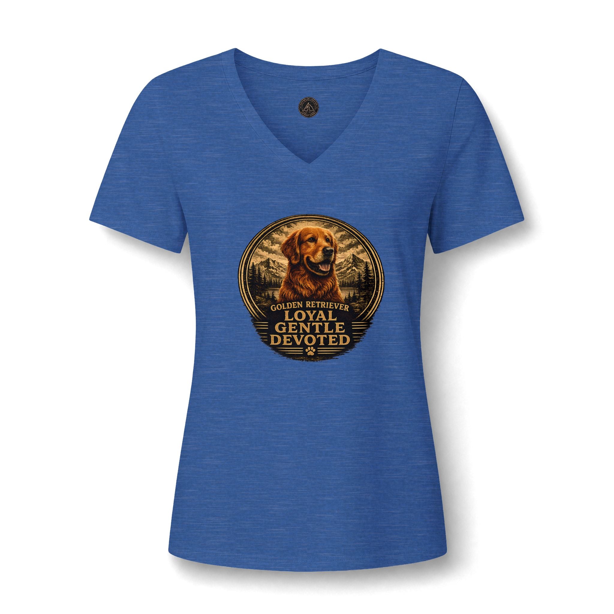 Golden Retriever V-Neck Tee — "Loyal Gentle Devoted" Dog Lover Shirt
