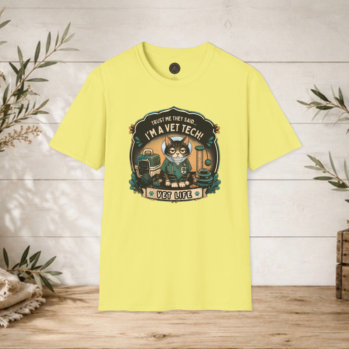 Funny Vet Tech Cat Tee: “Trust Me...I'm a Vet Tech They Said”
