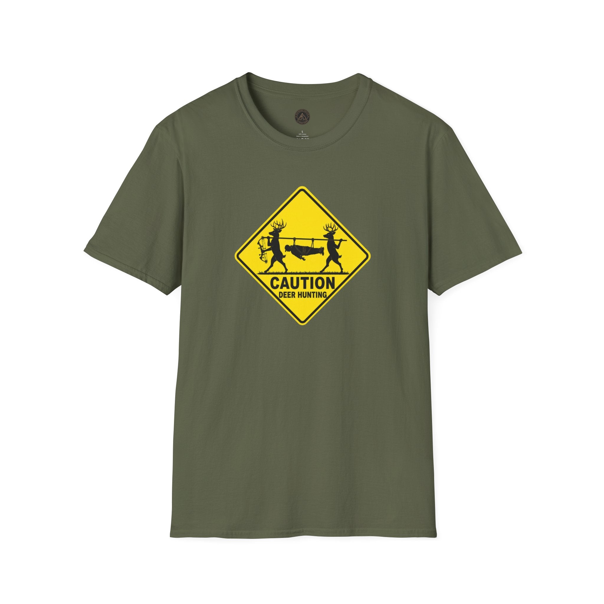 Caution 2 Deer Hunting - Hunter Road Sign Tee