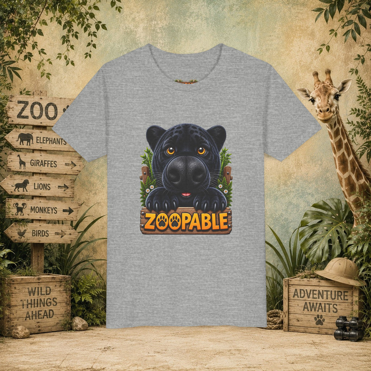 Youth Tee — Cute Black Panther "Zoopable" Kids Graphic T-Shirt