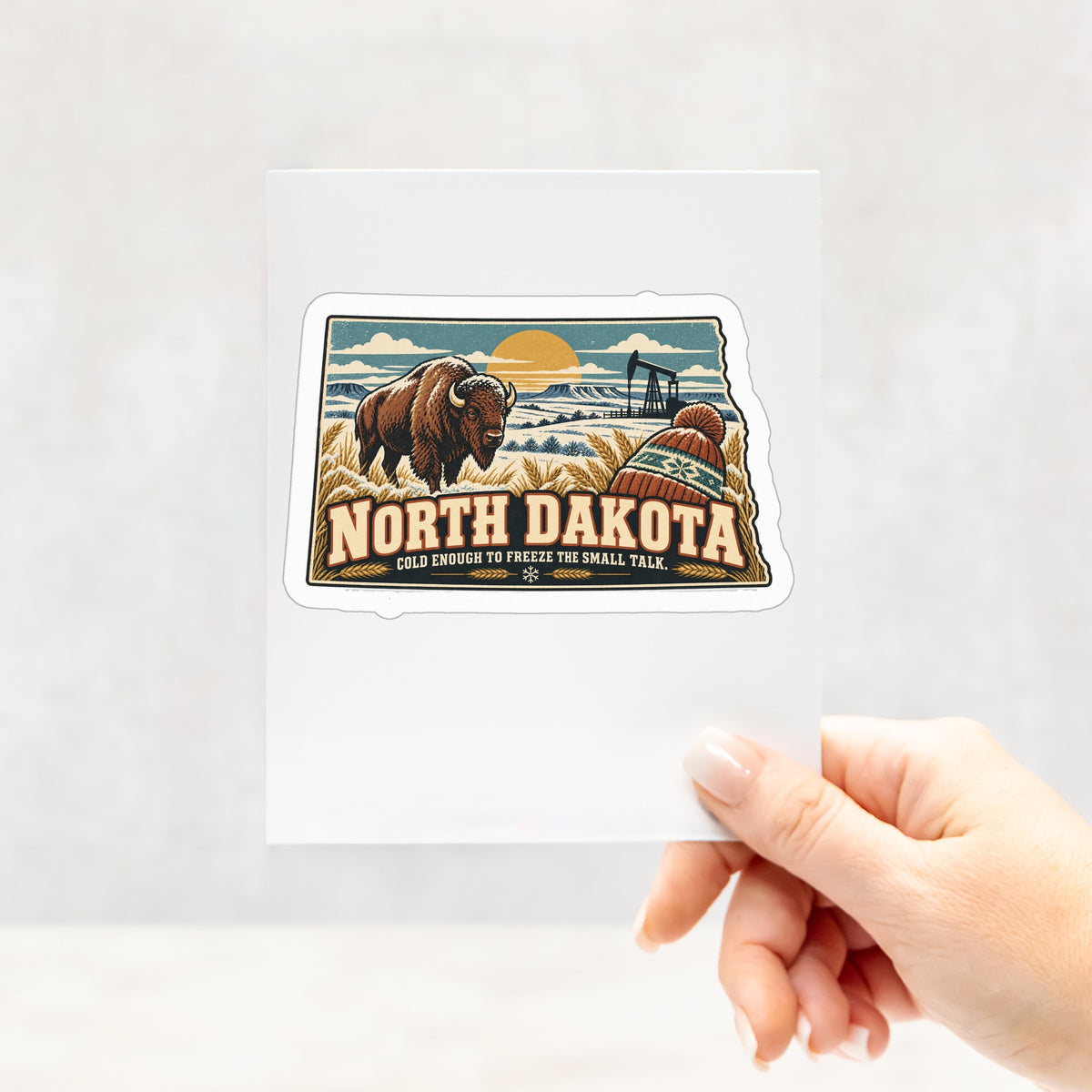 North Dakota Kiss Cut Stickers - 4" x 4"