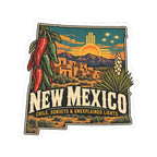 New Mexico Sticker State Map Kiss-Cut Sticker — Vintage Scenic Landmark