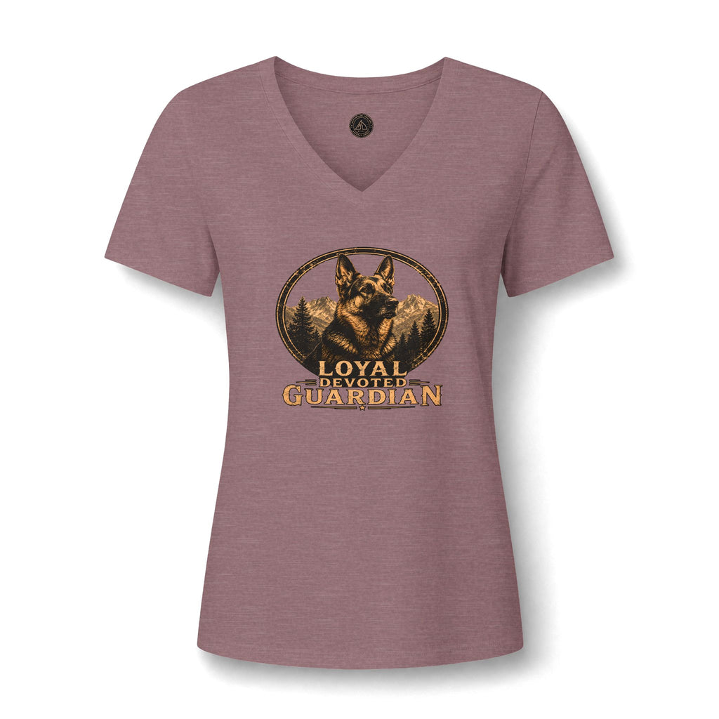 German Shepard V-Neck Tee — "Loyal Gentle Devoted" Dog Lover Shirt