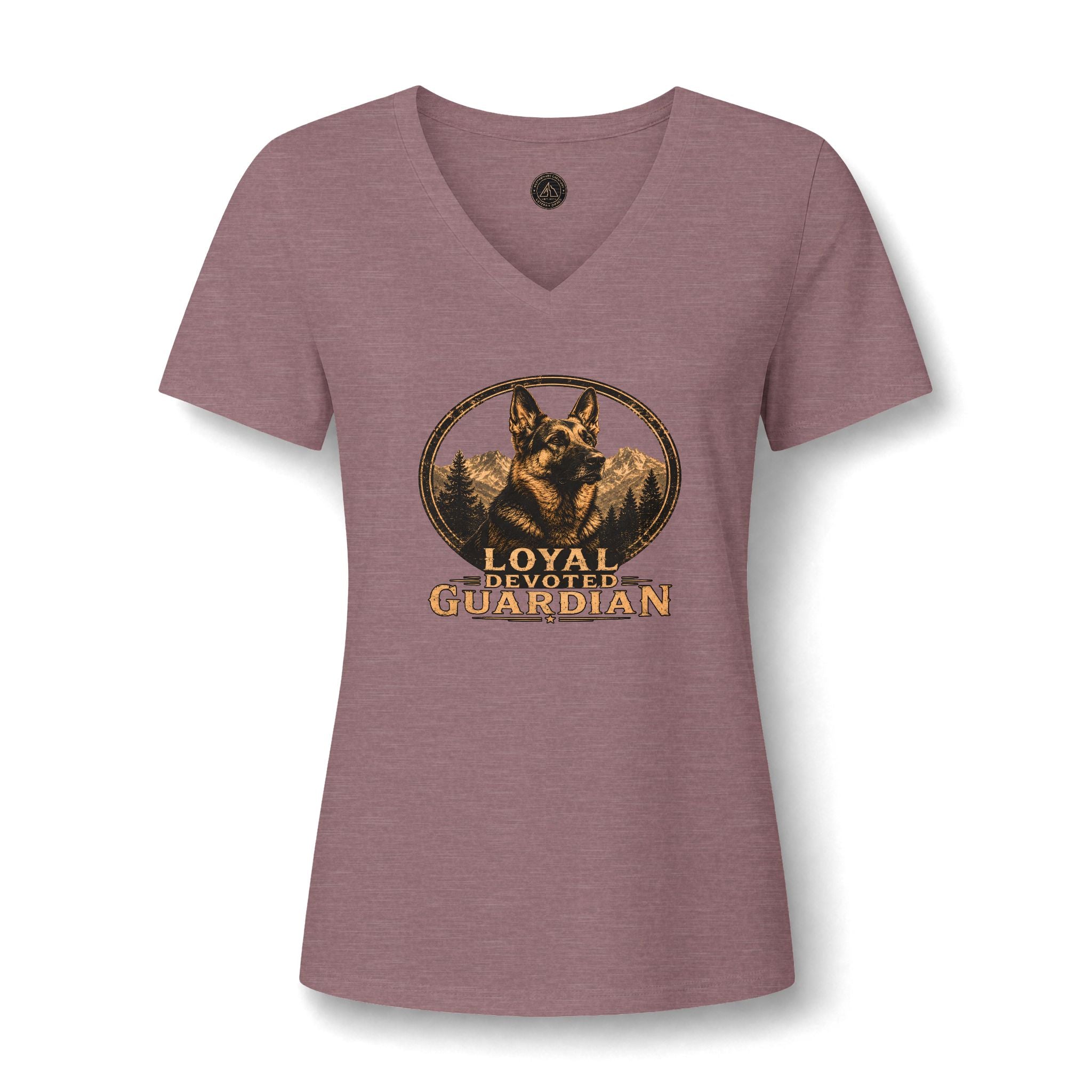 German Shepard V-Neck Tee — "Loyal Gentle Devoted" Dog Lover Shirt