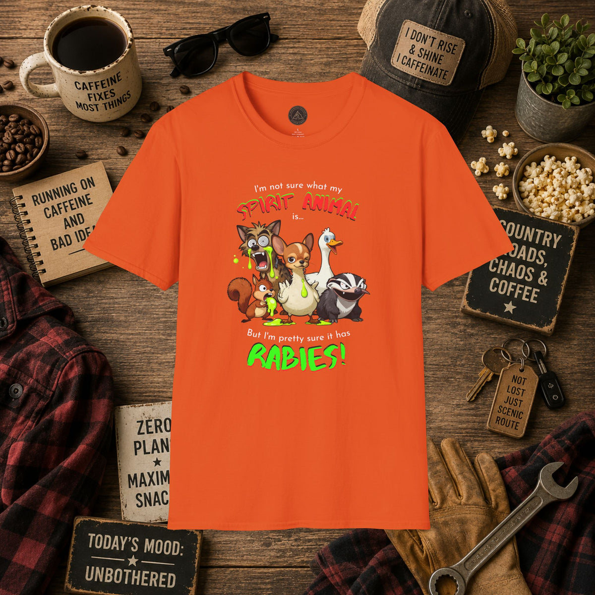 Spirit Animal - Rabies T-Shirt - Mixed Up Cartoon Wildlife Graphic Tee
