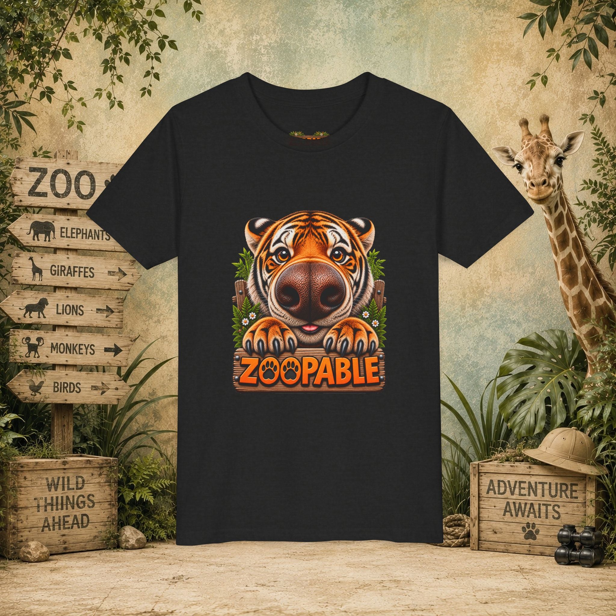 Youth Tiger Tee — "Zoopable" Cute Cartoon Wildlife Kids Shirt