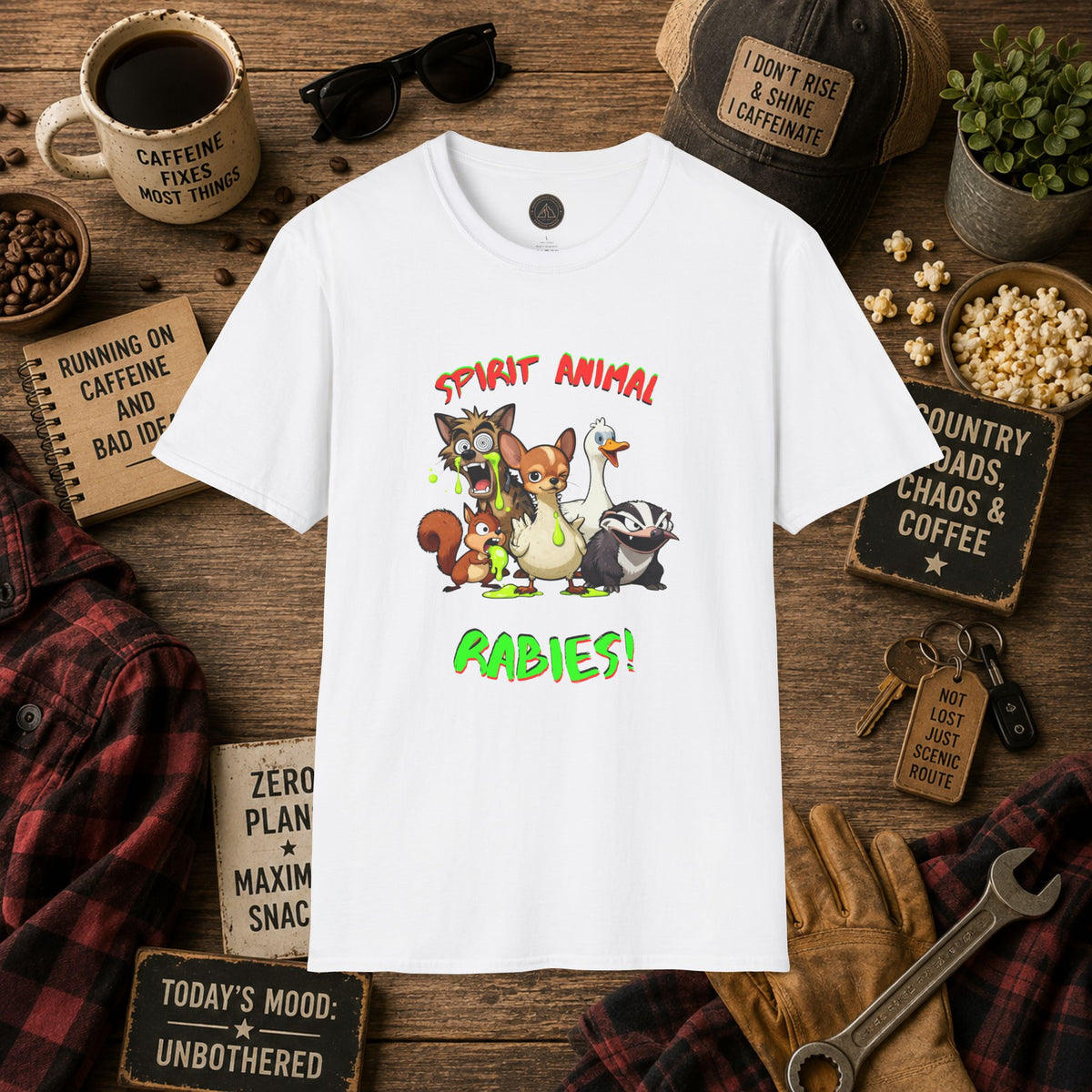 Spirit Animal - Rabies T-Shirt - Mixed Up Cartoon Wildlife Graphic Tee