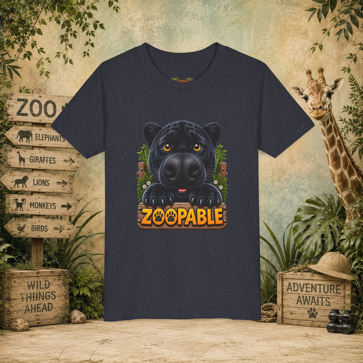 Youth Tee — Cute Black Panther "Zoopable" Kids Graphic T-Shirt