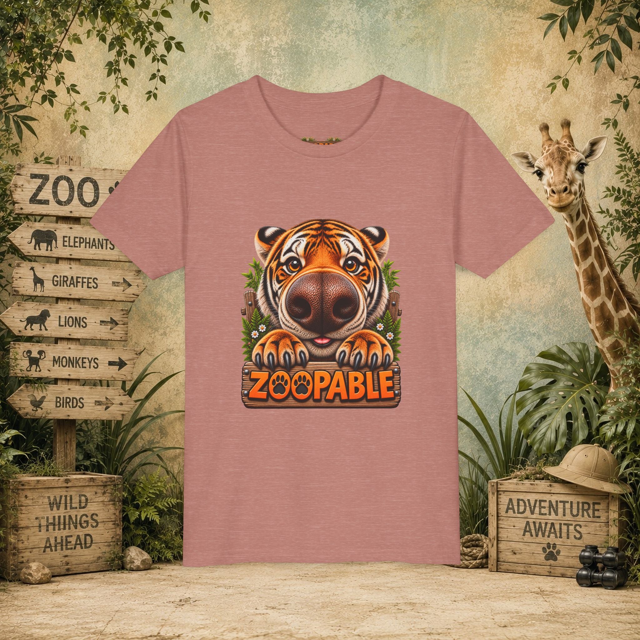 Youth Tiger Tee — "Zoopable" Cute Cartoon Wildlife Kids Shirt