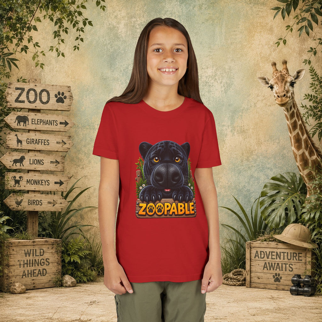 Youth Tee — Cute Black Panther "Zoopable" Kids Graphic T-Shirt