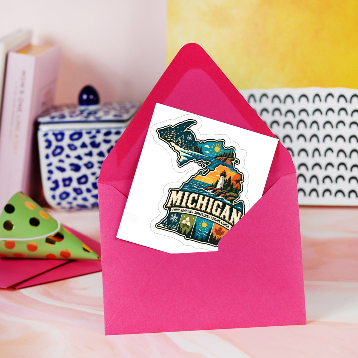 Michigan Kiss Cut Stickers - 4" x 4"